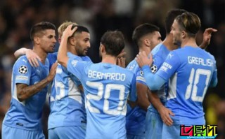 歐冠小組賽A組首輪，曼城主場6-3擊敗10人萊比錫取得開門紅